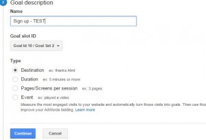 Lead Form Goal Name in Google Analytics